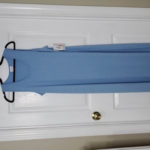 LuLaRoe Dani Sleeveless floor length column Dress 2XL (22-24) Blue Ribbed